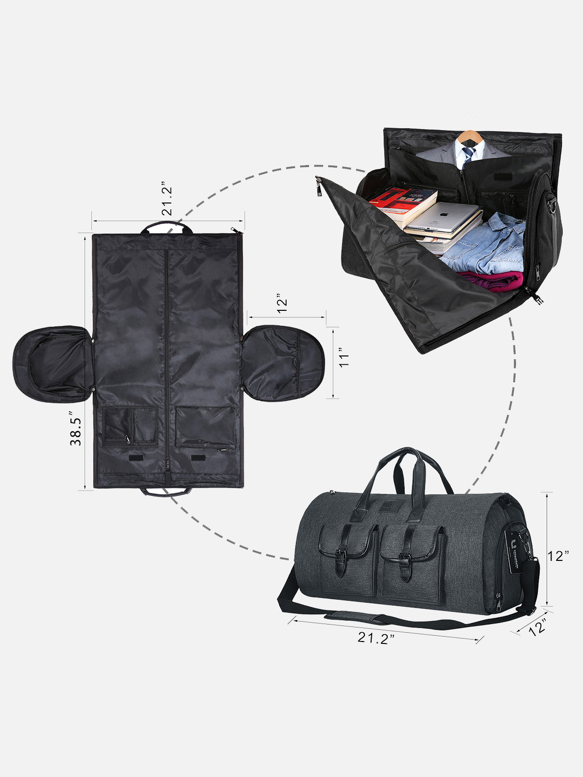 Carry-on Duffel Bag for Travel with Shoes Pouch